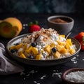 fruit salad featuring bright chunks of tropical fruit