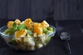 Fruit salad in glass bowl. Royalty Free Stock Photo