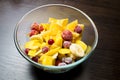 fruit salad in a glass bowl Royalty Free Stock Photo