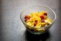 fruit salad in a glass bowl Royalty Free Stock Photo