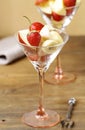 Fruit salad in glass goblets