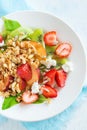 Fruit salad with homemade granola Royalty Free Stock Photo