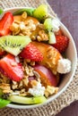 Fruit salad with homemade granola Royalty Free Stock Photo