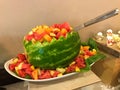 Fruit Salad Inside a Large Watermelon
