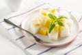 Fruit salad. Mango and melon with Basil Royalty Free Stock Photo