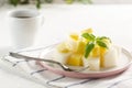 Fruit salad. Mango and melon with Basil Royalty Free Stock Photo