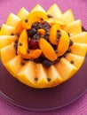 Fruit salad in melon Royalty Free Stock Photo