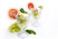 Fruit salad with mint and sour cream Royalty Free Stock Photo
