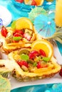 Fruit salad in pineapple