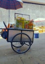 fruit salad seller& x27;s cart, various fresh fruit