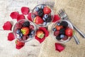 Fruit salad in small transparent bowls Royalty Free Stock Photo