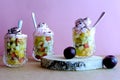 Fruit salad with whipped cream Royalty Free Stock Photo