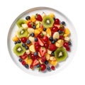 Fruit Salad On White Plate, On White Background Royalty Free Stock Photo