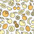 Fruit seamless background. Vector illustration