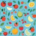 Fruit seamless pattern with blue background Royalty Free Stock Photo