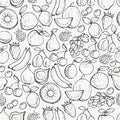 Fruit seamless pattern. Hand drawn vector background