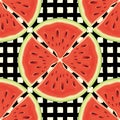 Fruit seamless pattern with red juicy watermelon