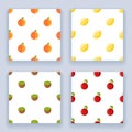 Fruit seamless pattern set icons flat design line art isolated vector illustration Royalty Free Stock Photo