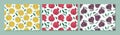 Fruit seamless pattern set. Three pattern. Continuous one line drawing pomegranate, fig, lemon repeated backdrops. Food Royalty Free Stock Photo