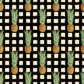 Fruit seamless pattern with whole ripe pineapples Royalty Free Stock Photo