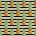 Fruit seamless pattern with whole ripe pineapples Royalty Free Stock Photo