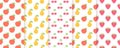 Fruit seamless patterns. Vector illustration. Set summer prints Royalty Free Stock Photo