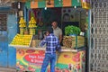 Fruit Seller\'s Stall in Chandni Chowk Bazaar, Old Delhi, India.