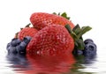 Fruit Series (Isolated blueberries and strawberries in water)