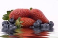 Fruit Series (strawberries and blueberries in water) Royalty Free Stock Photo