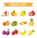 Fruit set vector illustration. Fruits icon , flat style.