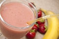 Fruit shake with strawberries and banana Royalty Free Stock Photo