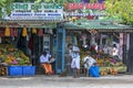 Fruit shop owners at Kataragama in southern Sri Lanka.