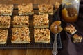 Fruit shortbread biscuits jam squares with almonds Royalty Free Stock Photo