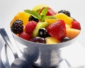 Fruit in silver bowl