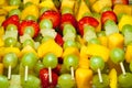 Fruit skewer detail Royalty Free Stock Photo