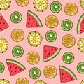 Tropical fruits pattern Royalty Free Stock Photo