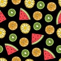 Tropical fruits seamless pattern Royalty Free Stock Photo