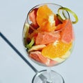 Fruit slices in a wine glass, isolate