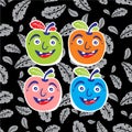 Fruit smile cartoon graphic, pattern seamless vector illustration Royalty Free Stock Photo