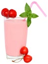 Fruit smoothie decorated pair of cherries