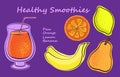 Fruit smoothie. Shake lemon, orange, pear, banana.