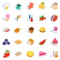 Fruit snack icons set, isometric style