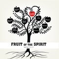 The fruit of the Spirit with tree. Bible verse. Christian poster. Galatians. Grapics. Scripture. Quote. Royalty Free Stock Photo