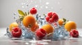 Fruit in a spray of water Royalty Free Stock Photo