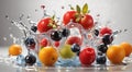 Fruit in a spray of water Royalty Free Stock Photo