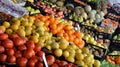 Fruit stand display at a street market