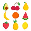 Fruit stickers icon set