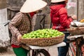 Fruit street vendors with bicycles on the street of Lao Kai, Vie Royalty Free Stock Photo