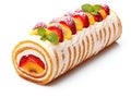 Fruit Swiss Roll, Round Sponge Cake, Sliced Rolled Vanilla Biscuit with Jam Filling, Swiss Dessert, Log Cake