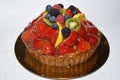 Fruit tart cake on white background Royalty Free Stock Photo